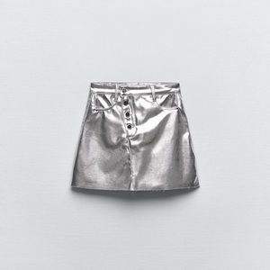 ZARA BLOGGERS FAV SILVER MINI SKIRT NWT